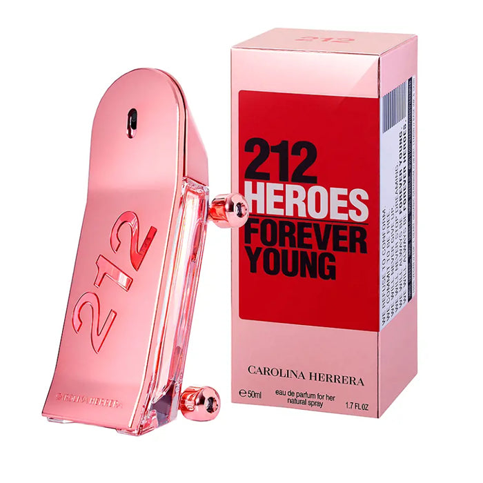 Carolina Herrera 212 Heroes For Her perfume spray 50ml bottle with elegant packaging and floral accents.