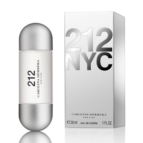 Carolina Herrera 212 NYC Eau de Toilette spray in 30ml bottle, featuring the iconic packaging and branding.
