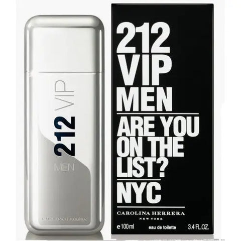 Carolina Herrera 212 VIP Men Eau de Toilette spray 100ml with sleek bottle and modern design, displayed on a neutral background.