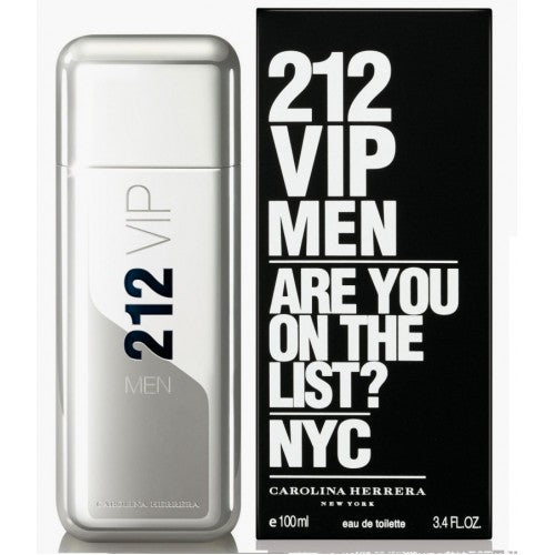 Carolina Herrera 212 VIP Men Eau De Toilette spray, 100ml, with sleek bottle design and modern packaging.