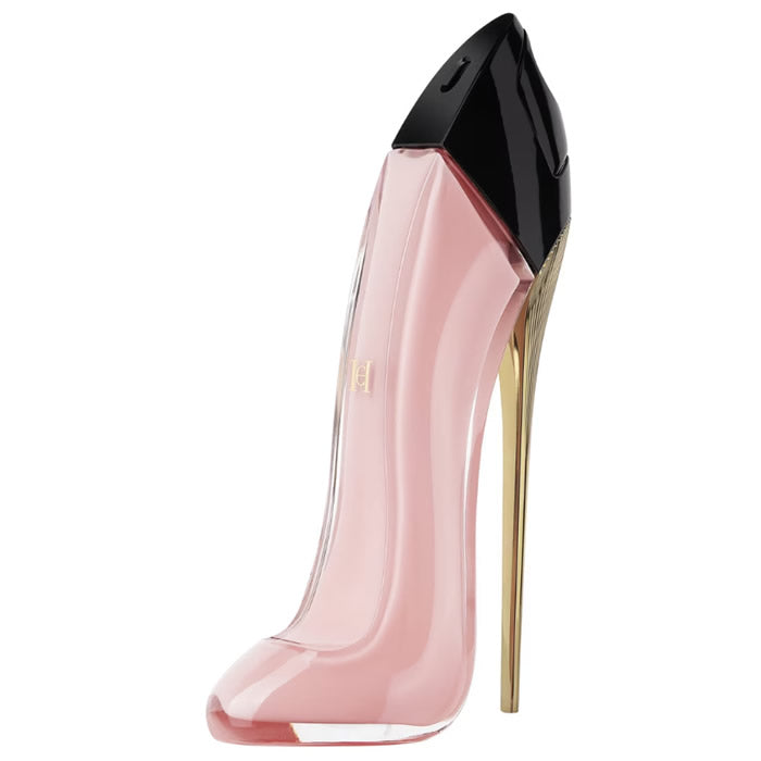 Carolina Herrera Good Girl Blush Eau de Parfum spray in 80ml, featuring a sleek bottle with pink accents and floral design.