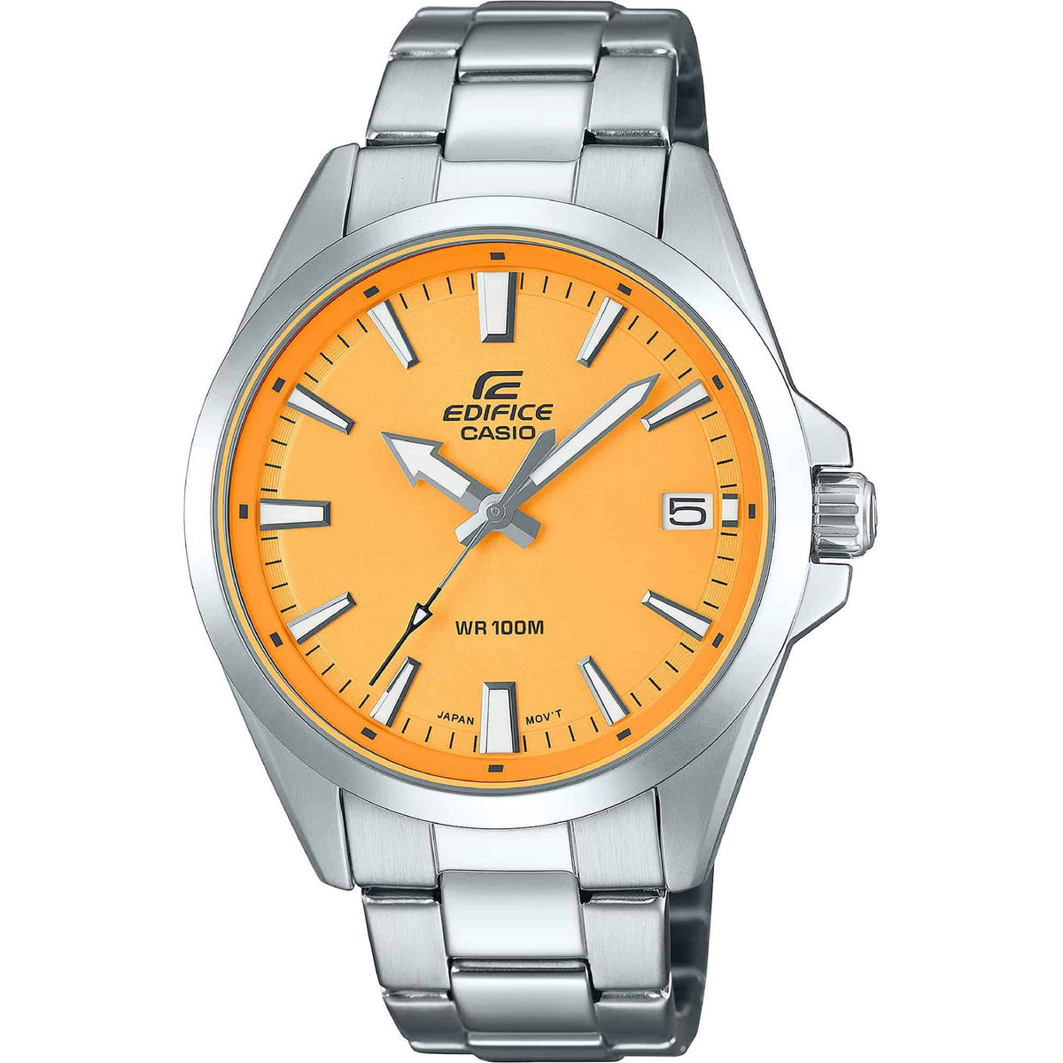 Casio X093 EFV-100D-9AVUEF wristwatch with black dial and stainless steel band, from Jag Couture London - New York.