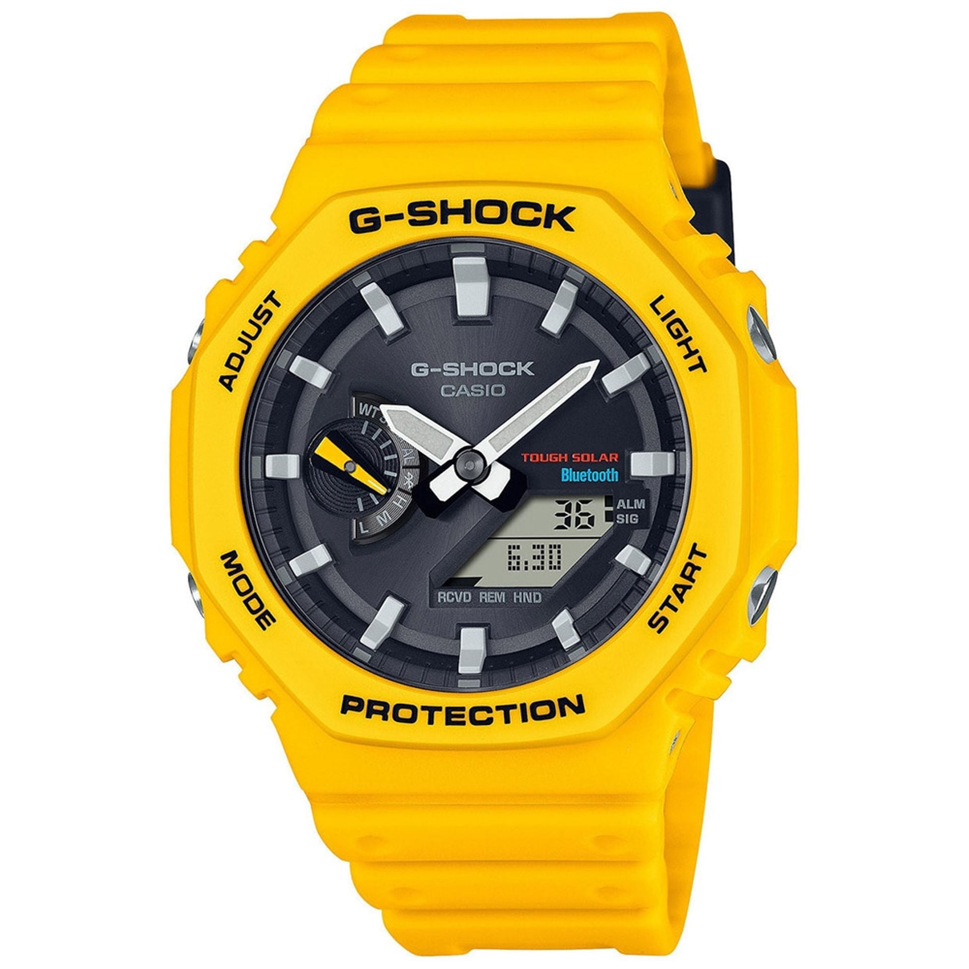 Casio X093 GA-B2100C-9AER digital watch with black strap and round face, displayed on a white background.