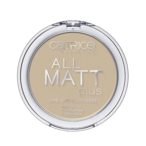 Catrice All Matt Plus Shine Control Powder in 030 Warm Beige, 10g, matte finish with shine control, displayed in its compact.