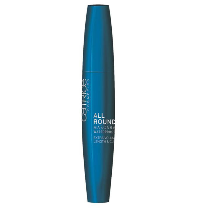 Catrice Allround Waterproof Mascara in Blackest Black, 12ml, with a brush applicator and sleek black mascara tube.