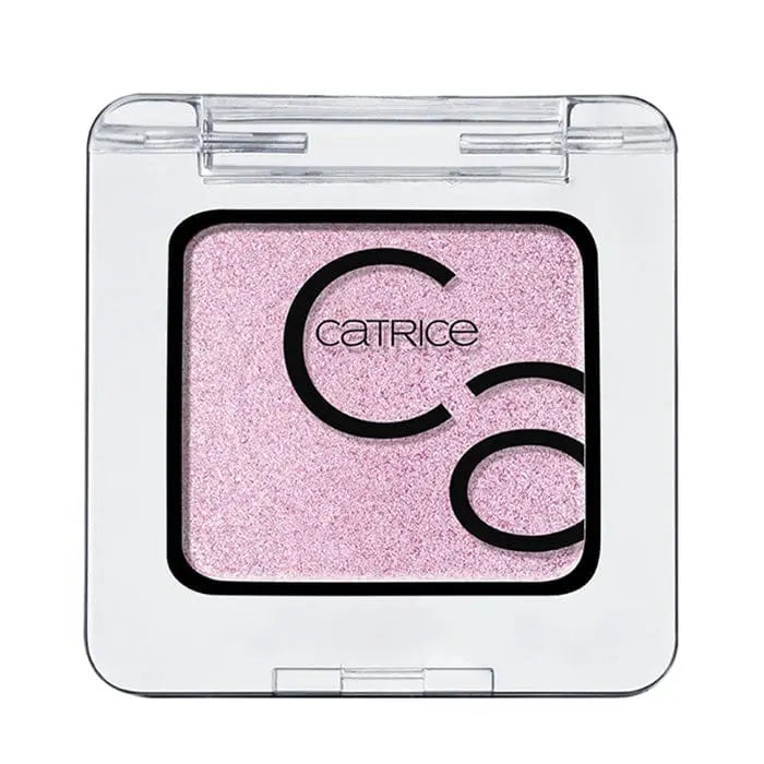 Catrice Art Couleurs eyeshadow in Silicon Violet with vibrant purple and violet shades, showcased on a palette.