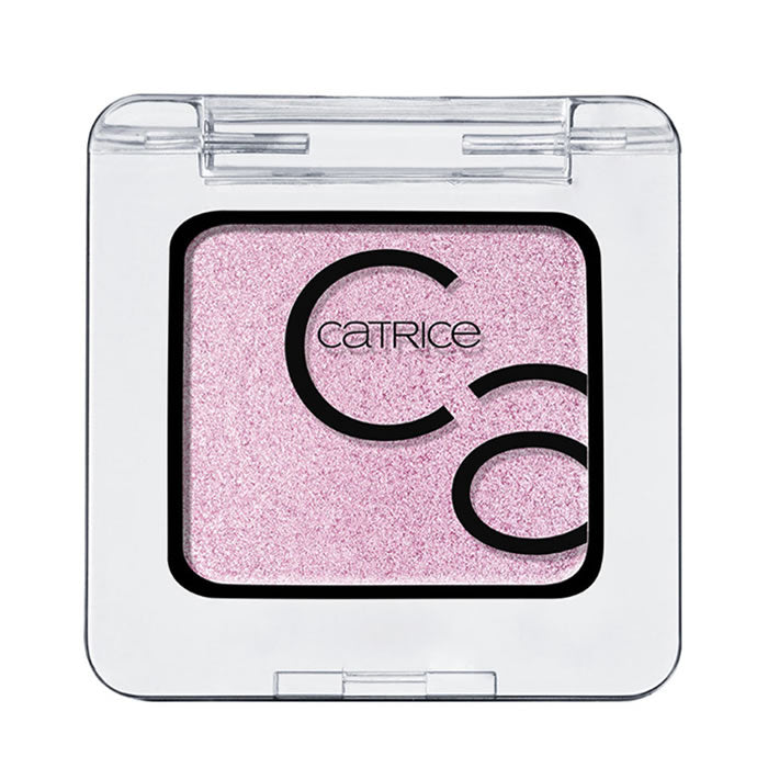 Catrice Art Couleurs Eyeshadow in Silicon Violet with vibrant purple and blue shades, in a sleek compact.