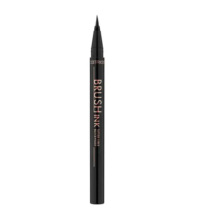 Catrice Brush Ink Tatto Liner Waterproof in black, applied as a precise eyeliner on the eyelid, from Jag Couture London - New York.