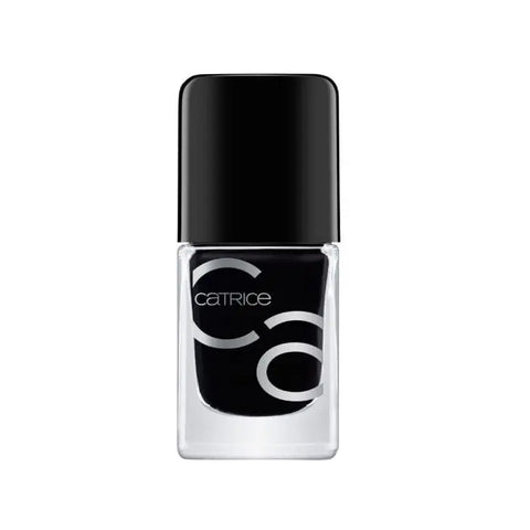 Catrice Iconails Gel Lacquer in Black To The Routes, 10.5ml, featuring the sleek black nail polish bottle with brand label.