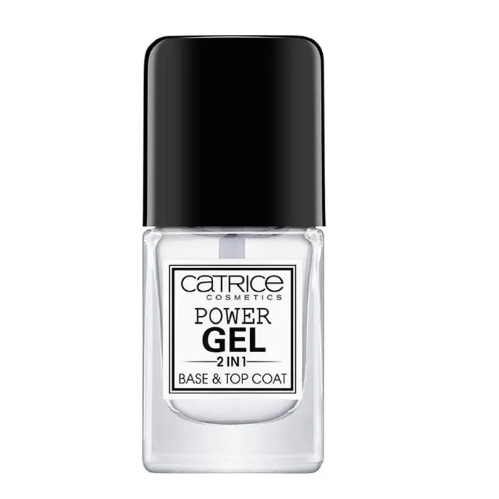 Jag Couture London-New York Catrice Power Gel 2-in-1 Base and Top Coat 10.5ml bottle with applicator brush visible.