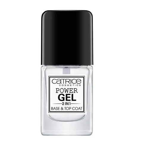 Jag Couture London-New York Catrice Power Gel 2-in-1 Base and Top Coat 10.5ml bottle with applicator brush visible.