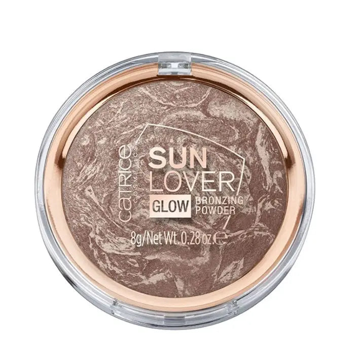 Catrice Sun Lover Glow Bronzing Powder in 010 Sun Kissed Bronze, compact with warm bronzing shades and subtle shimmer.