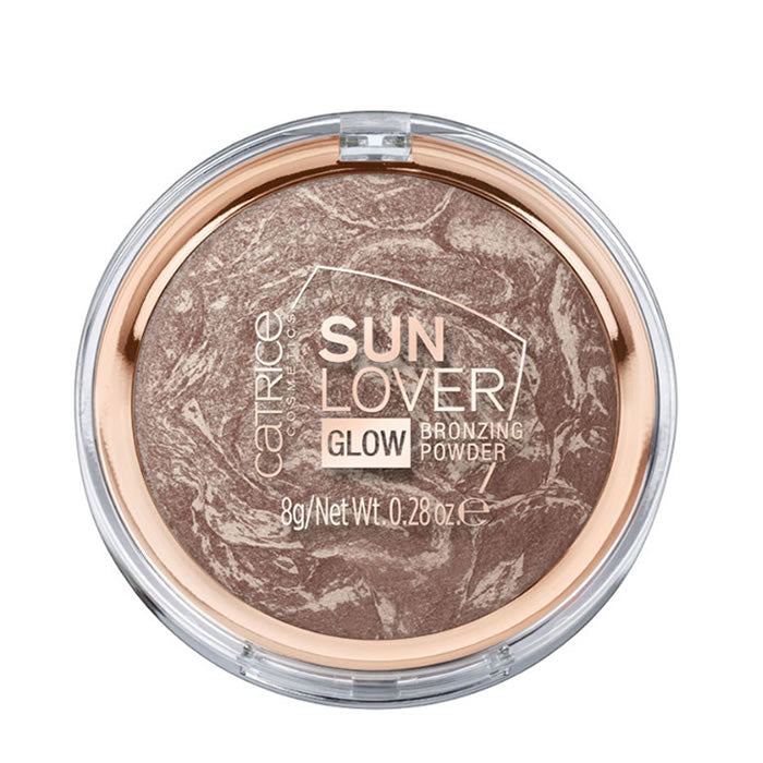 Catrice Sun Lover Glow Bronzing Powder in 010 Sun Kissed Bronze, featuring a compact bronzer with a sun-kissed glow finish.