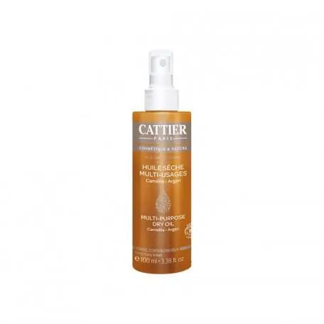 Cattier Paris Sublime Dry Oil 100ml bottle with elegant packaging, ideal for nourishing and moisturizing skin and hair.