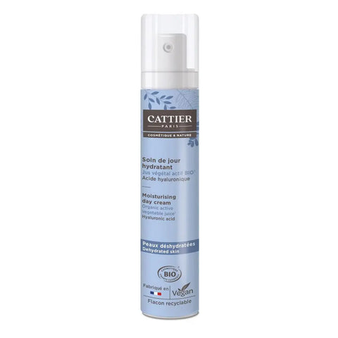 Cattier Paris hydrating day cream in 50ml jar, shown with smooth skincare texture and elegant packaging.