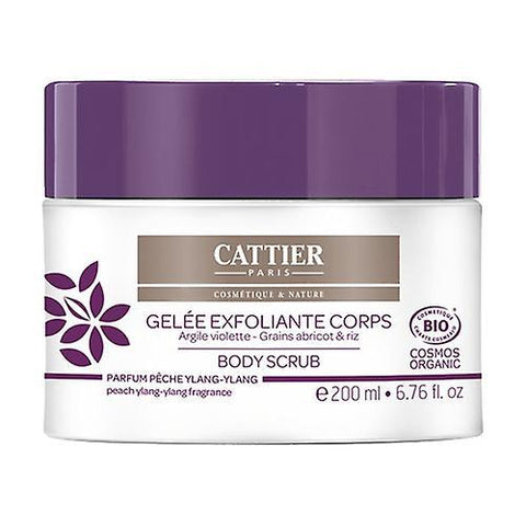 Cattier Paris Gel Exfoliant with clay in a 200ml tube, featuring natural ingredients and a clear gel texture.