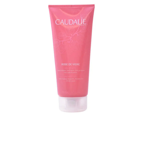 Caudalie Rose De Vigne Shower Gel 200ml bottle with elegant label, featuring a floral design and pink accents.