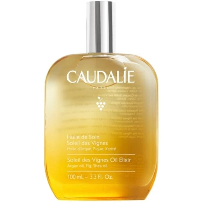 Caudalie Soleil Des Vignes Treatment Oil 100ml bottle with a sleek design, ideal for nourishing skin with a luxurious oil.