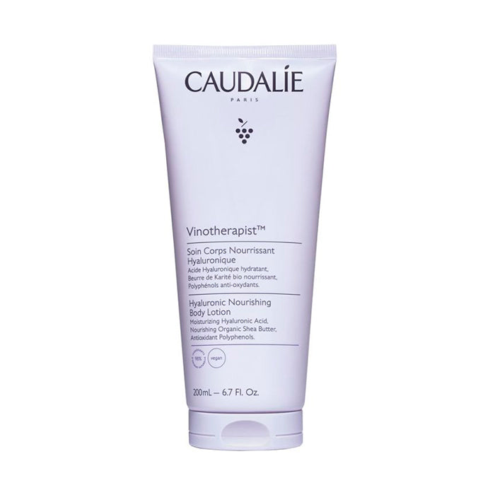 Caudalie Vinotherapist Nourishing Body Care lotion in a 200ml bottle, featuring natural ingredients for hydration and skin nourishment.