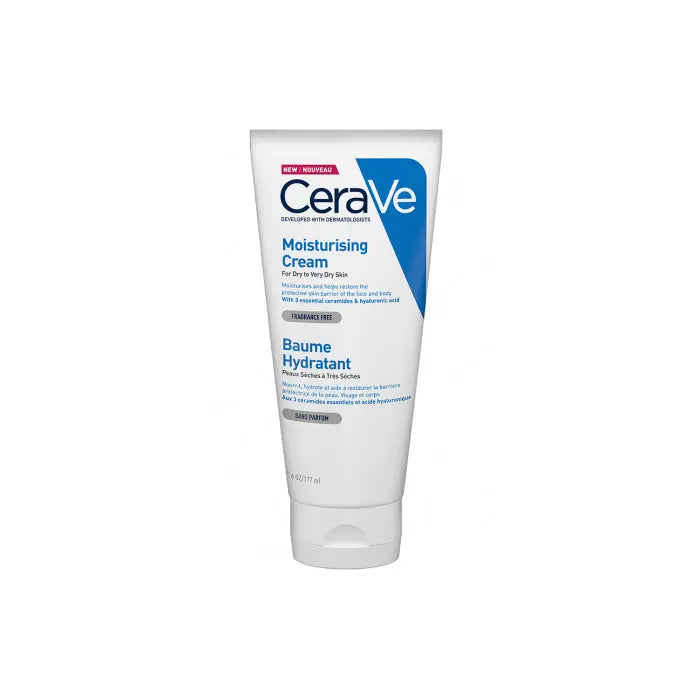 Cerave Moisturising Cream 170g by Jag Couture London New York, creamy skincare product in a white jar with a blue lid