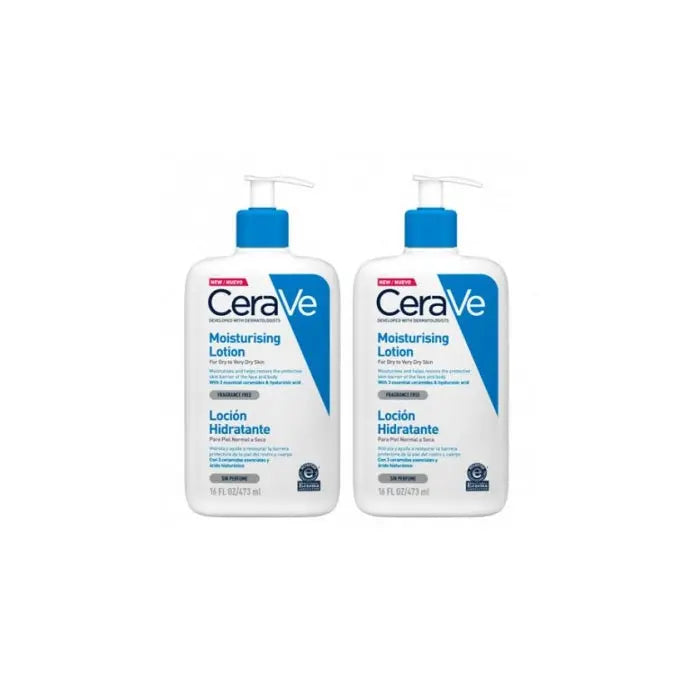 Jag Couture London New York Cerave Moisturising Lotion 2x473ml bottles, creamy skincare for hydration and soft skin.