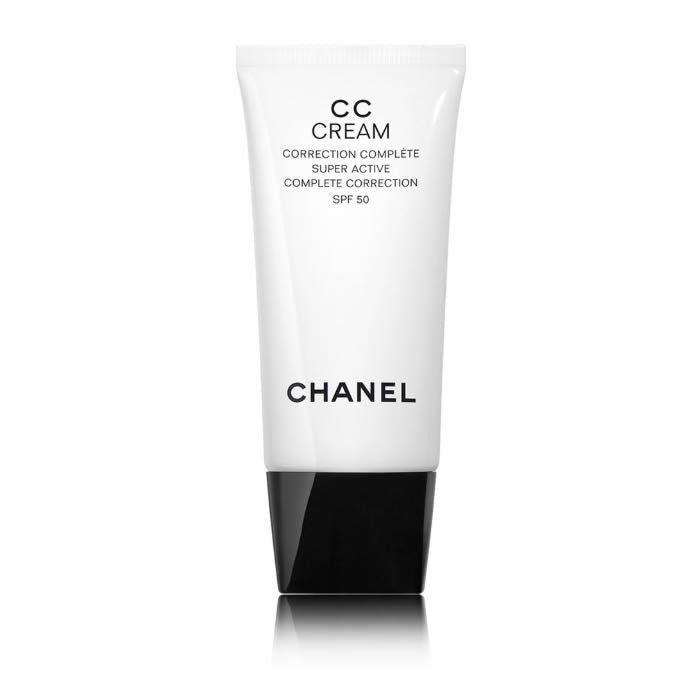 Jag Couture London New York Chanel CC Cream Complete Correction SPF50 in beige, 30ml, with a sleek tube and applicator.