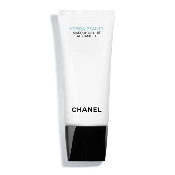 Chanel Hydra Beauty Masque De Nuit Au Camélia 100ml, luxurious night mask with camellia extract, in elegant jar.
