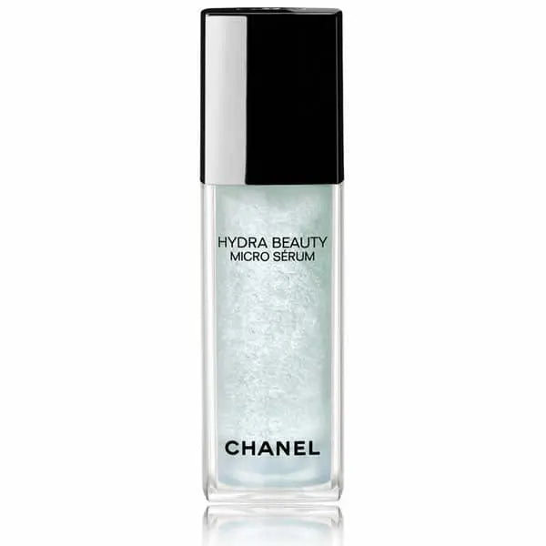 Jag Couture London New York Chanel Hydra Beauty Micro Serum 30ml bottle, featuring sleek packaging and clear serum inside.