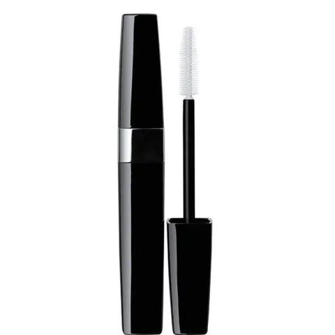 Chanel Inimitable Intense Mascara 10 Noir 6g displayed with black mascara tube and brush, showcasing the product's sleek packaging.