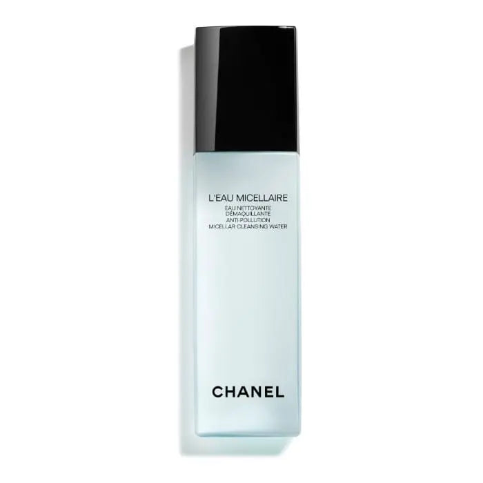 Chanel L'Eau Micellaire Micellar Cleansing Water 150ml, a gentle skincare product in a clear bottle with a blue cap.
