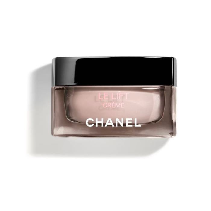 Chanel Le Lift Crème 50ml jar with silver lid, luxurious skincare product displayed on a clean background.