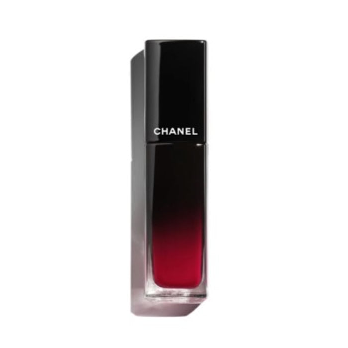 Chanel Rouge Allure Laque 74 Expérimenté lipstick in 6ml tube, featuring a sleek black and gold packaging with the lipstick displayed.