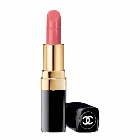 Chanel Rouge Coco Lipstick 424 Edith in a sleek tube, with the lipstick partially twisted up, showcasing deep berry shade.