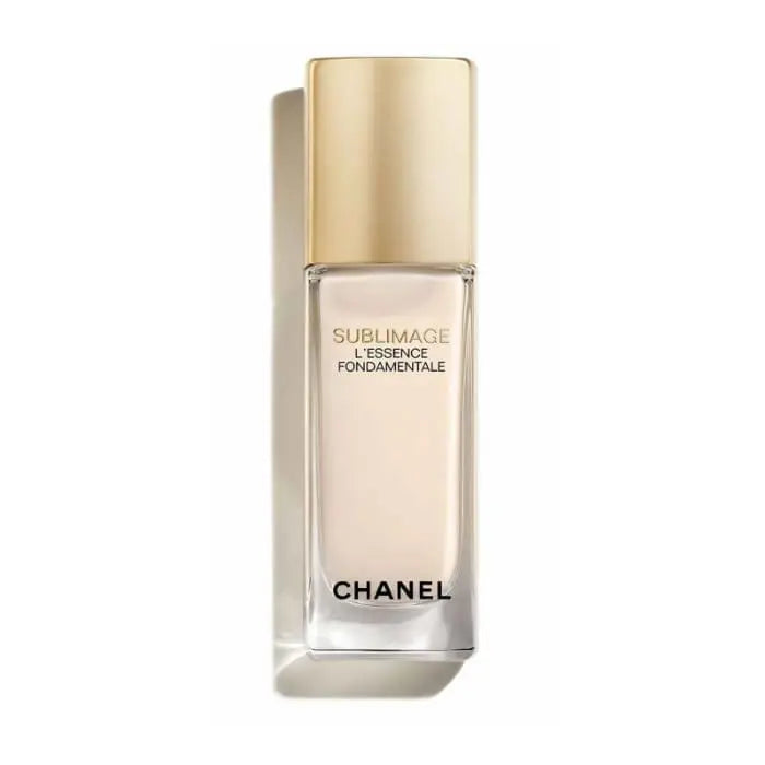 Chanel Sublimage L'Essence Fondamentale 40ml skincare bottle on a clean background, highlighting the luxurious packaging.