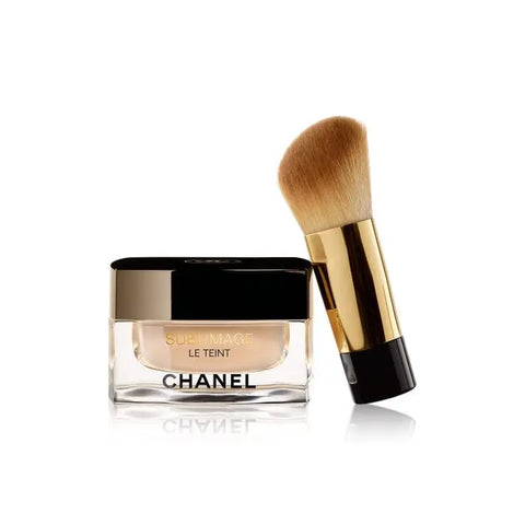 Chanel Sublimage Le Teint B30 Beige foundation bottle, 30ml, shown in a sleek design, with a focus on the product label and packaging.
