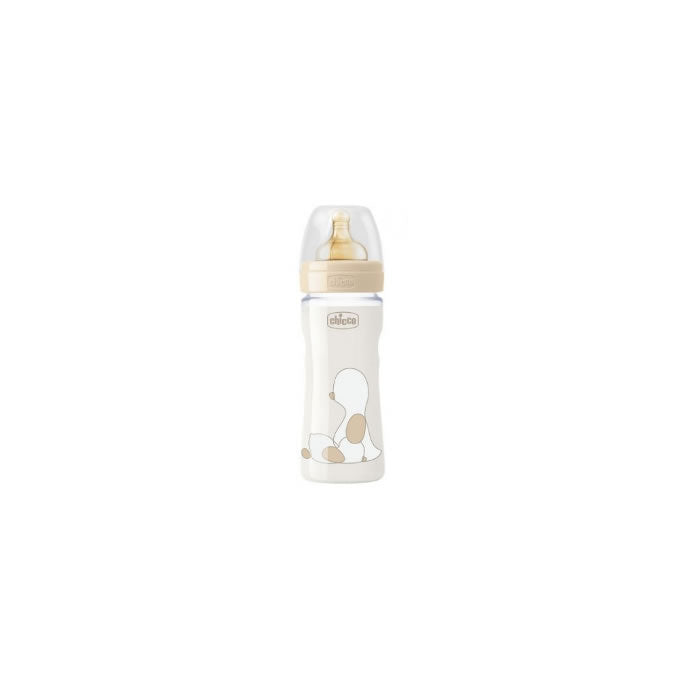 Chicco Original Touch baby bottle 2 months+ with 250ml capacity, featuring a soft silicone nipple and ergonomic design.