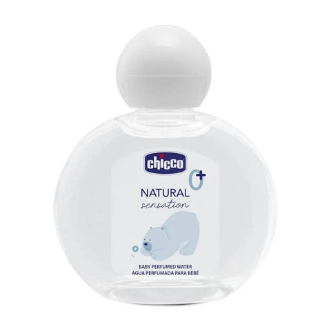 Chicco Natural Sensation Sweet Perfumed Water by Jag Couture London, 100ml bottle of alcohol-free scented water with floral design.