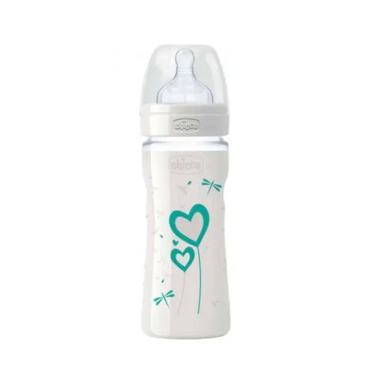 Chicco Nature Glass Bottle With Silicone Teat 0m 240ml Jag Couture London - New York