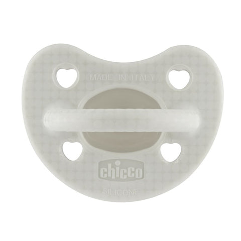 Grey Chicco Physioforma Luxe baby pacifier for 2-6 months, designed for comfort and gentle soothing.