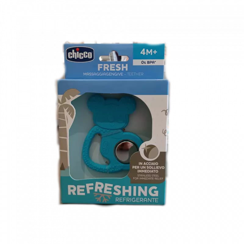 Chicco Refreshing Koala Teether for 4 months and up, designed for soothing and teething relief in a cute koala shape.