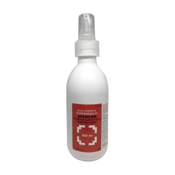 Bottle of Jag Couture London 2% Chlorhexidine Alcoholic Solution, 250ml, with label and cap visible.