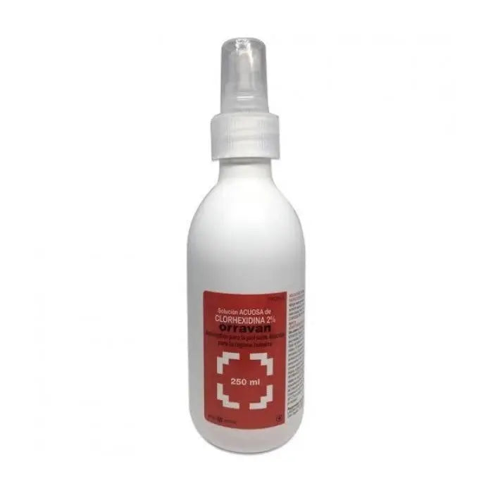 Bottle of Jag Couture London 2% Chlorhexidine alcoholic solution, 250ml, with a clear label and cap visible.