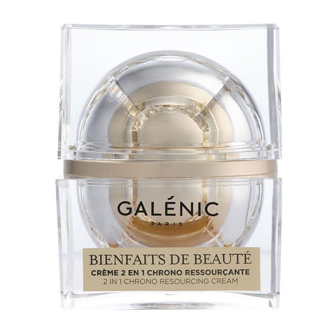 Jar of Jag Couture London New York Chrono-Revitalizing Cream Bienfaits Beau Galenic, 50 ml, with a sleek, elegant packaging design.