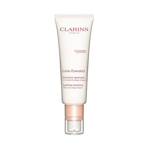 Clarins Calm-Essentiel Soothing Emulsion 50ml bottle with a sleek, minimalist design, designed for soothing and calming skin.