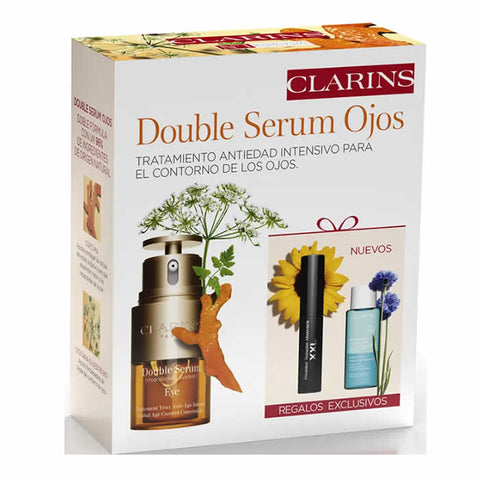 Set of three Clarins Double Serum Eye 20ml bottles, featuring skincare products by Jag Couture London - New York.