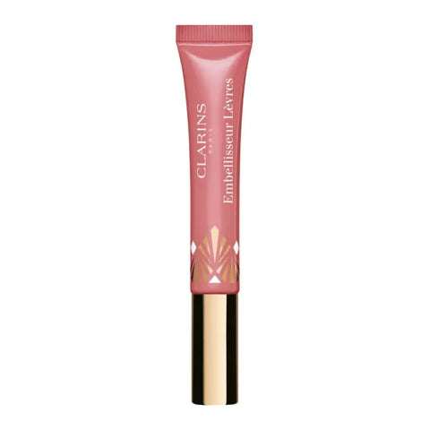 Clarins Instant Light Natural Lip Perfector in shade 19 Intense Smoky Rose, with smooth, glossy lips and subtle rosy tint.