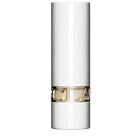 Clarins Joli Rouge L'Écrin White lipstick by Jag Couture London - New York, showing the elegant white packaging and product details.