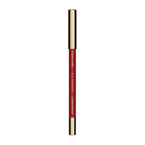 Jag Couture London New York Clarins Lipliner Pencil 06 Red, close-up of the red lipliner pencil showing the brand and product details.