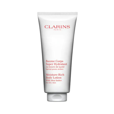 Jag Couture London New York Clarins Moisture Rich Body Lotion 200ml bottle with sleek packaging and luxurious texture