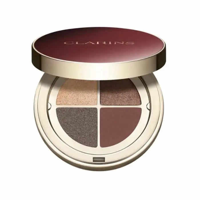 Clarins Ombre 4-Colour Eyeshadow Palette in Maple Gradation with four eyeshadow shades displayed in a compact container.